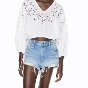 NWT Zara High Waist Short In Pasadena blue size 34 USA size 2